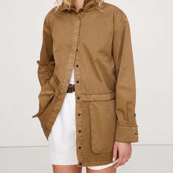 COTTON TWILL UTILITY TUNIC Beige Tan Banana Republic Button down jacket M - Picture 15 of 15